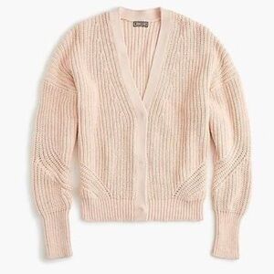 J. Crew Point Sur Blush Pink Chunky Knit Cardigan Sweater Size Large